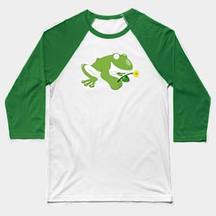 Cute Frog and Marsh Marigold Baseball T-Shirt